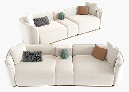 Cream Style Sofa Living Room Sofa Three-seater Sofa 3d model