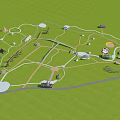 Entrance Gate Design In Park Layout With Green Grass And Road Network