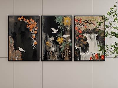 New Chinese Style Decorative Hanging Painting 3d model