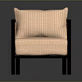 Modern Peach Armchair with Black Frame and Perforated Dot Pattern on Armrest and Backrest