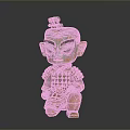 Ancient Warrior Sculpture Carving With Green Orange Armor And Seated Pose