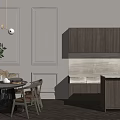 Modern Dining Table and Chair Combination 3d model