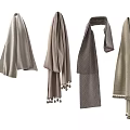Different Styles Neutral Tones Scarves with Light Gray Dark Gray Tassels and Striped Pattern