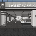 Sweet Dessert Shop Exterior Featuring Modern Glass Windows And Stylish Signage Design