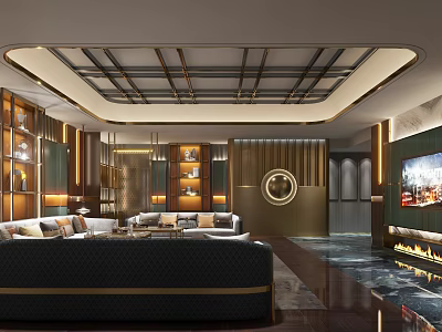 Luxury KTV Interior Design With Comfortable Sofas LED Screens And Ambient Lighting 3d model