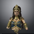 Woman In Ornate Blue And Gold Costume With Intricate Headpiece And Jewelry