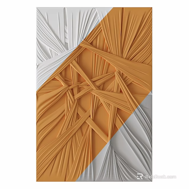 Modern Abstract Geometric Pattern With Orange White Textured Lines Design 3d model 