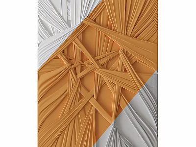 Modern Abstract Geometric Pattern With Orange White Textured Lines Design 3d model