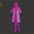Woman in White Coat Gray Dress Blue Tights Making Heart Shape With Hands Gray Background