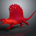 Red Spiny Sail Dinosaur Model With Open Mouth On Gray Background 3d model