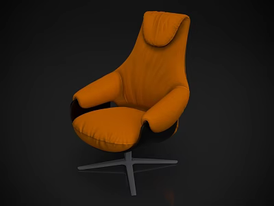 Modern Orange Swivel Office Chair with Padded Seat Armrests and Metal Base 3d model