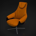 Modern Orange Swivel Office Chair with Padded Seat Armrests and Metal Base
