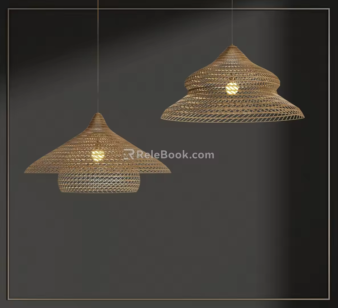 Quiet wind rattan chandelier 3d model