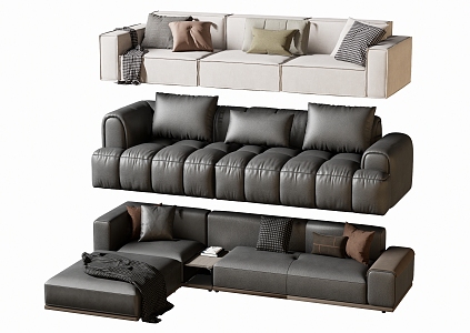 Modern double sofa multiplayer sofa corner sofa 3d model