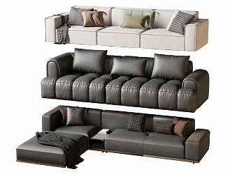 Modern double sofa multiplayer sofa corner sofa 3d model