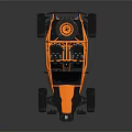 Orange Off Road Buggy with Exposed Frame Large Tires and Roof Lights