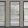 Modern Sleek Glass Swing Doors With Dark Frames And Different Panel Designs 3d model