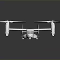White Tiltrotor Drone With Multiple Propellers Sleek Design Gray Background Reflection