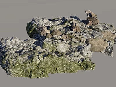 Decorative Natural Rockery Stones With Varied Sizes And Mossy Surfaces For Garden Landscaping 3d model