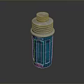Turquoise Cylindrical Storage Container With Silver Lid And Metal Clasps