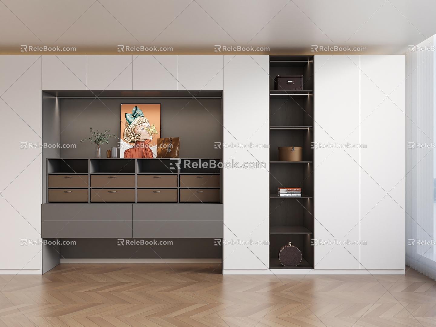 Wardrobe Shoe Cabinet Decorative Cabinet Cloakroom 3d model