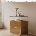 Modern Chest Of Drawers With Metal Frame Brown Drawers And Table Lamp On Top