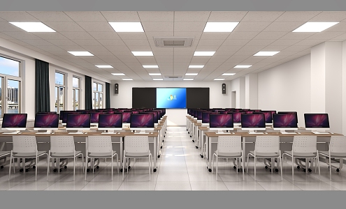 Modern Classroom Computer Classroom 3d model