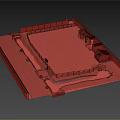 Detailed Scenery Model Featuring Green Grassy Area Road Fence And Small Buildings
