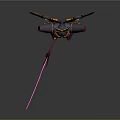 Winged Sci Fi Warrior Character With Pink Blade And Gold Purple Armor