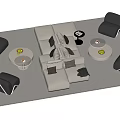 Modern Sofa and Coffee Table Set with White Modular Sofa Black Accent Chairs Round Tables 3d model