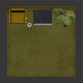 Yellow Single Sofa In Interior Scene With Brown Vending Machine Green Plant And Green Wall