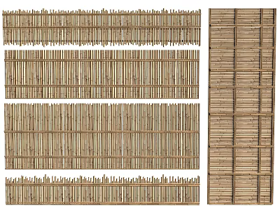 Bamboo Railings With Various Designs And Patterns For Garden Outdoor Use 3d model