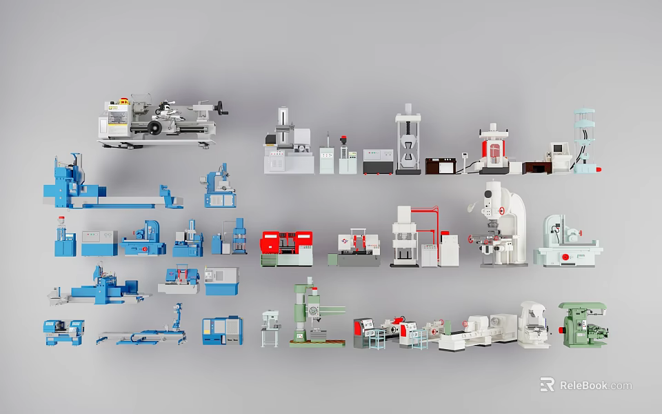Various Industrial Equipment Types Including Machine Tools Hydraulic Devices And Automation Machinery 3d model 