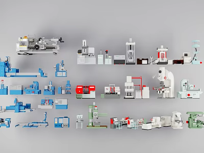 Various Industrial Equipment Types Including Machine Tools Hydraulic Devices And Automation Machinery 3d model
