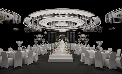 White Green Crystal Niche Wedding 3d model