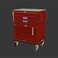Red Medical Service Cart With Drawers Stainless Steel Frame And Wheels