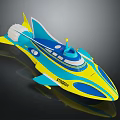 FINSKY Yellow And Blue Water Vehicle Modern Streamlined Toy Model With Cockpit And Tail Fin