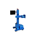 Blue Mobile Industrial Equipment Featuring Display Screen Stand And Conveyor 3d model