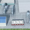 Industrial Factory Complex With Storage Tanks Piping Systems And Metal Roof Structures