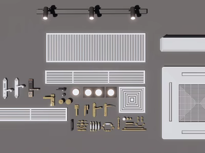 Stylish Air Conditioner Air Vents With Grille Design Metal Components And Accessories 3d model