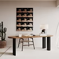 Quiet desk and chair wood color matching 3d model