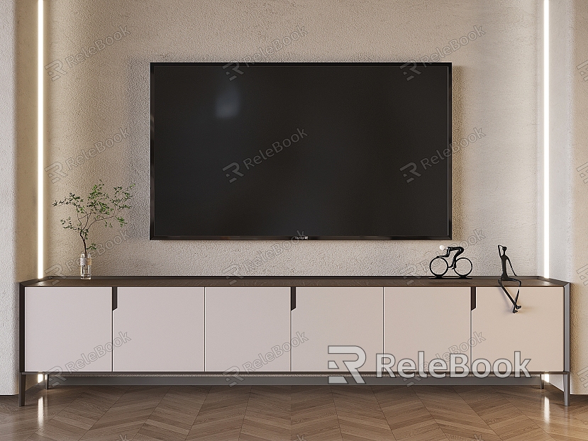 Modern TV Cabinet Floor Cabinet Solid Wood TV Cabinet model