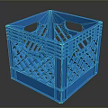 Blue Plastic Storage Crate With Grid Design And Handle Holes For Daily Use