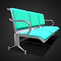 Turquoise Public Chair With Three Seats Metal Frame And Comfortable Seat Backrest