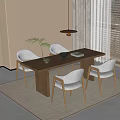 Modern Dining Table and Chair Combination Dining Table Dining Chair Single Chair Carpet 3d model