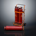 Commercial Gas Cylinder Cart With Red Cylinders Orange Frame And Wheels