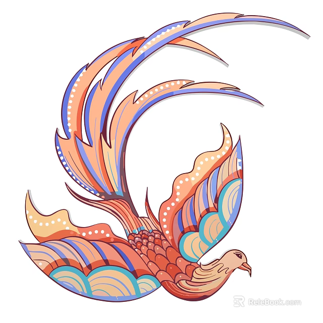 Colorful Phoenix Wall Art With Vibrant Feathers And Ornate Design 3d model 
