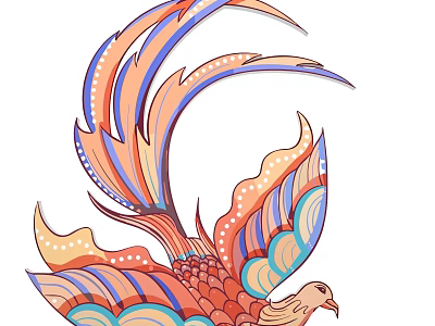 Colorful Phoenix Wall Art With Vibrant Feathers And Ornate Design 3d model