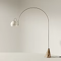 Modern Floor Lamp With Arched Metal Frame White Lampshade And Minimalist Interior Design