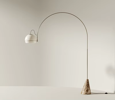 Modern Floor Lamp With Arched Metal Frame White Lampshade And Minimalist Interior Design 3d model